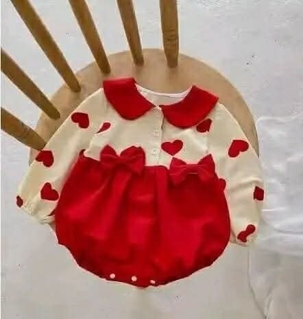 Red Love Print Off white Rumper