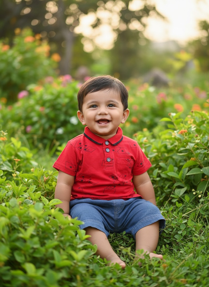 Red Cotton polo T-shirt & pant set 