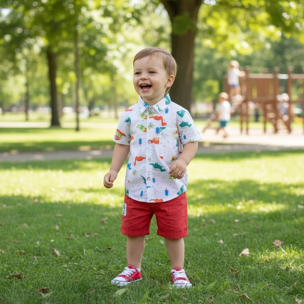 Animal print white cotton shirt with pant