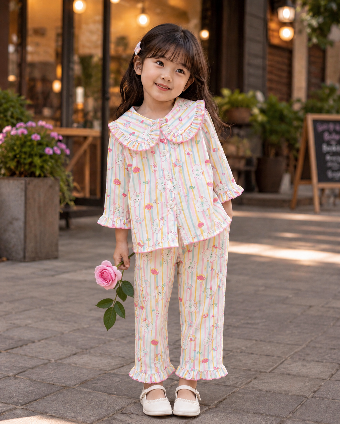 Kids' Rainbow Print 2-Piece Casual Wear Set