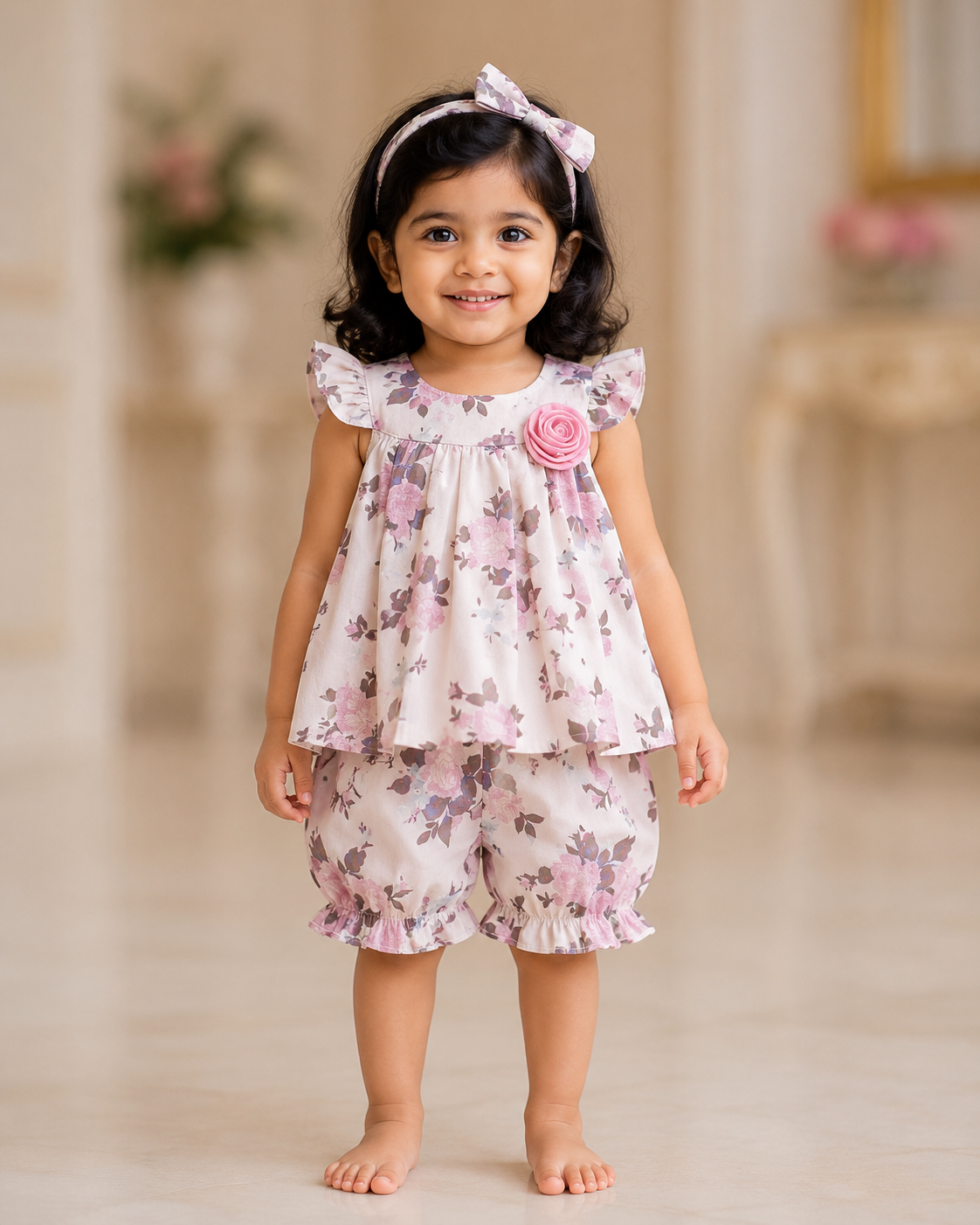 Girls Floral Blossom Top with Pant set