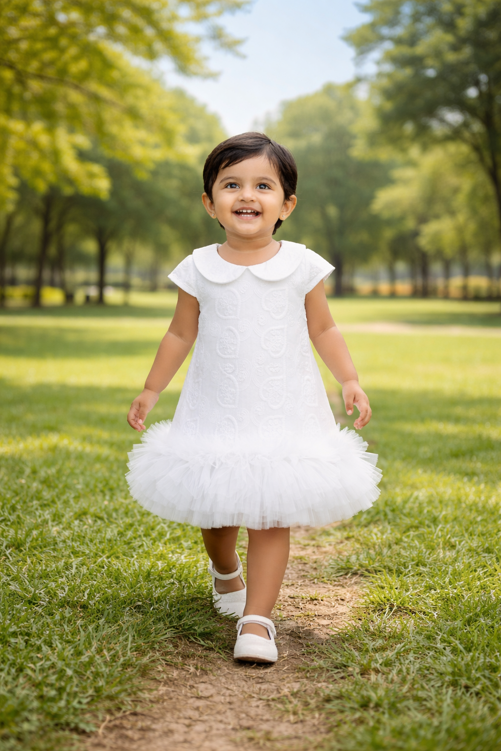 White Color Gorgeous Baby Frock